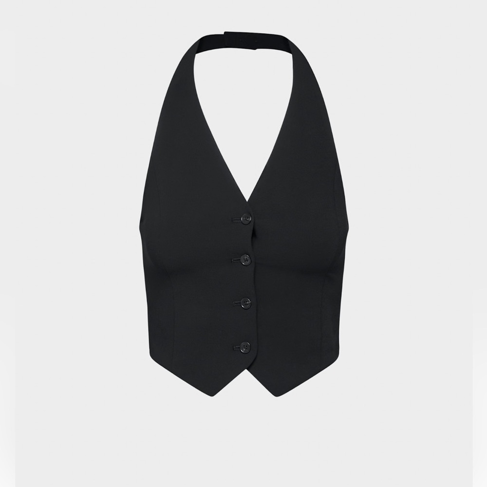Aritzia Black Tailored Button-Front Vest